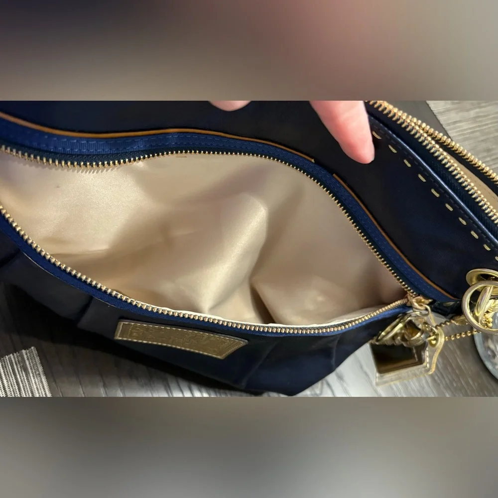 Coach Poppy Metallic Leather “Groovy Blue” Sapphire 2 way Bag - Picture 12 of 15